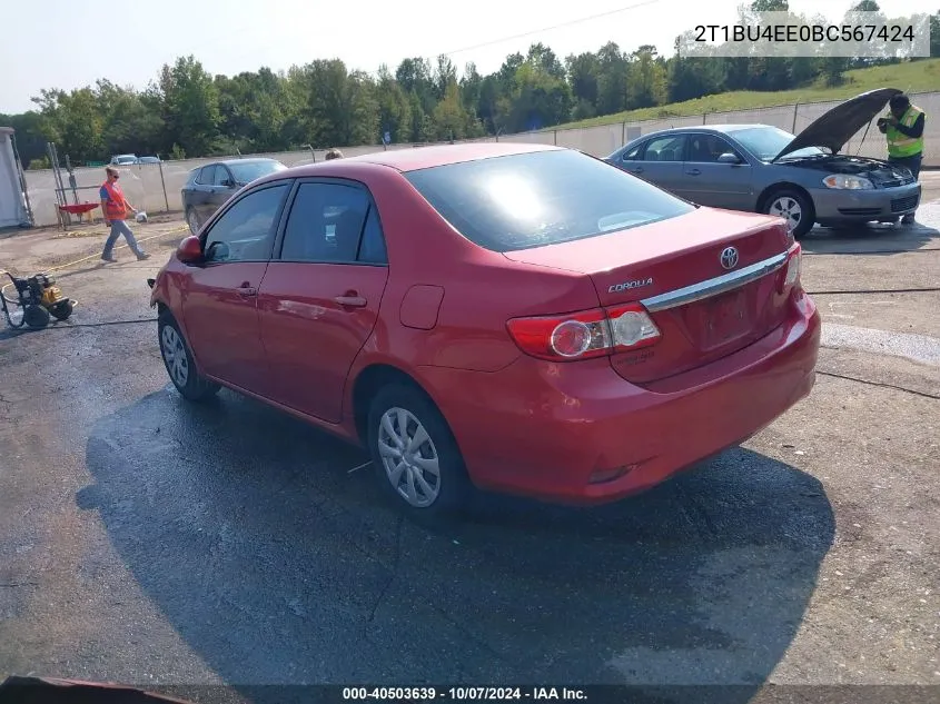 2011 Toyota Corolla Le VIN: 2T1BU4EE0BC567424 Lot: 40503639