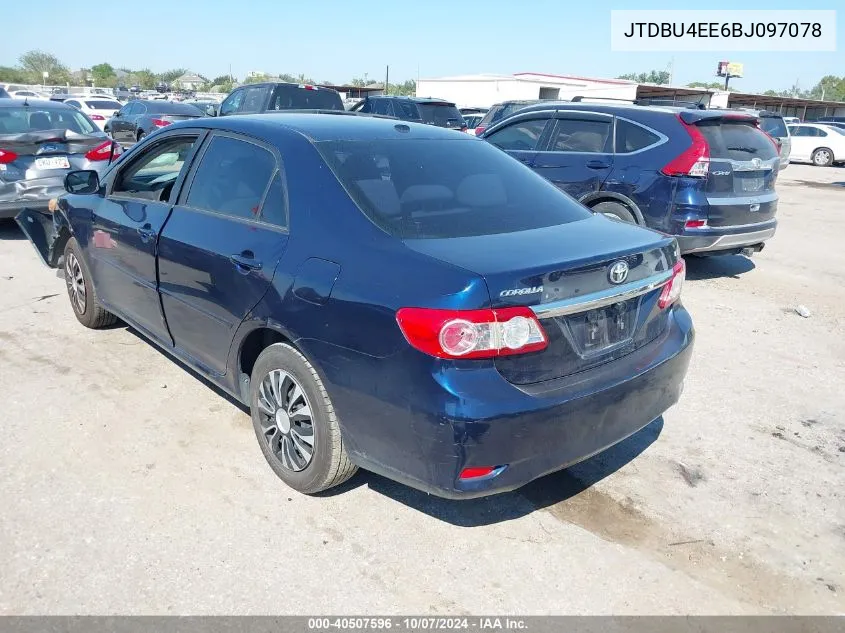 2011 Toyota Corolla S/Le VIN: JTDBU4EE6BJ097078 Lot: 40507596