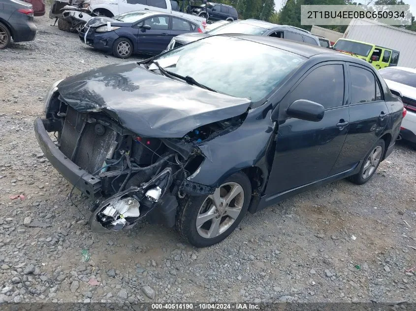 2011 Toyota Corolla S VIN: 2T1BU4EE0BC650934 Lot: 40514190