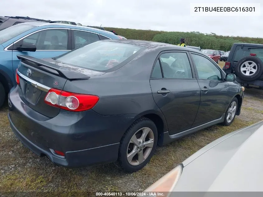 2011 Toyota Corolla S VIN: 2T1BU4EE0BC616301 Lot: 40540113