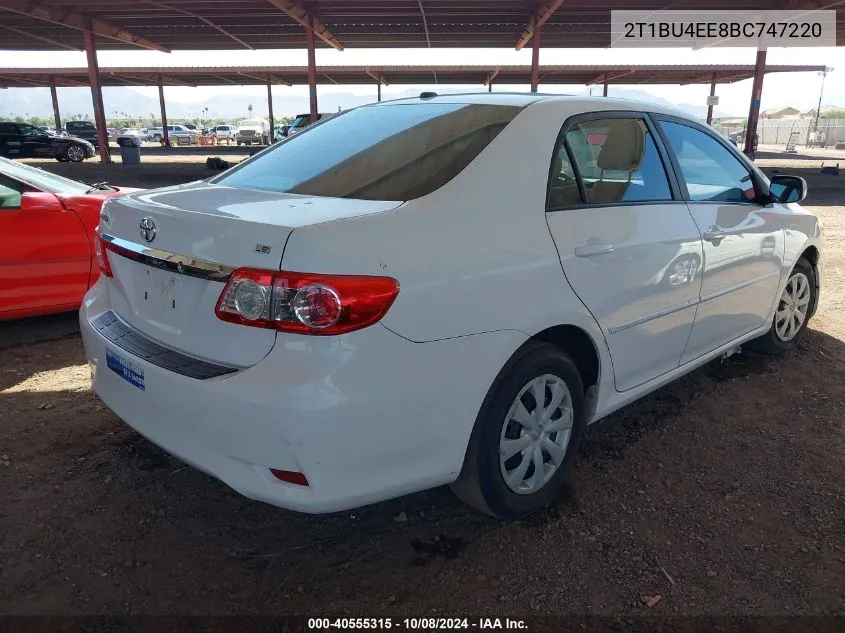 2011 Toyota Corolla Le VIN: 2T1BU4EE8BC747220 Lot: 40555315