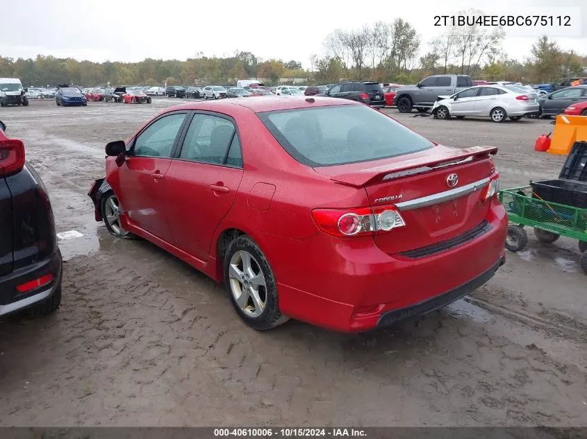 2011 Toyota Corolla S VIN: 2T1BU4EE6BC675112 Lot: 40610006