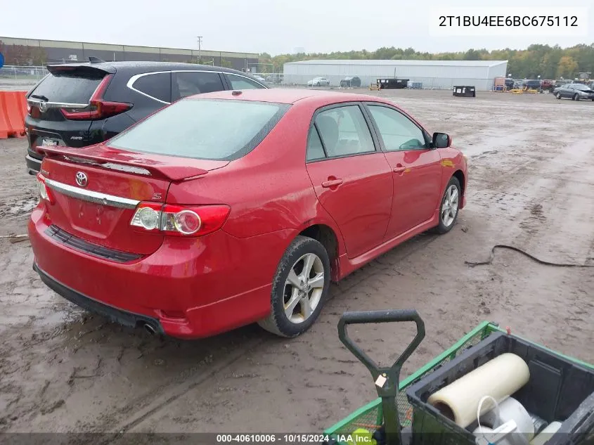 2011 Toyota Corolla S VIN: 2T1BU4EE6BC675112 Lot: 40610006