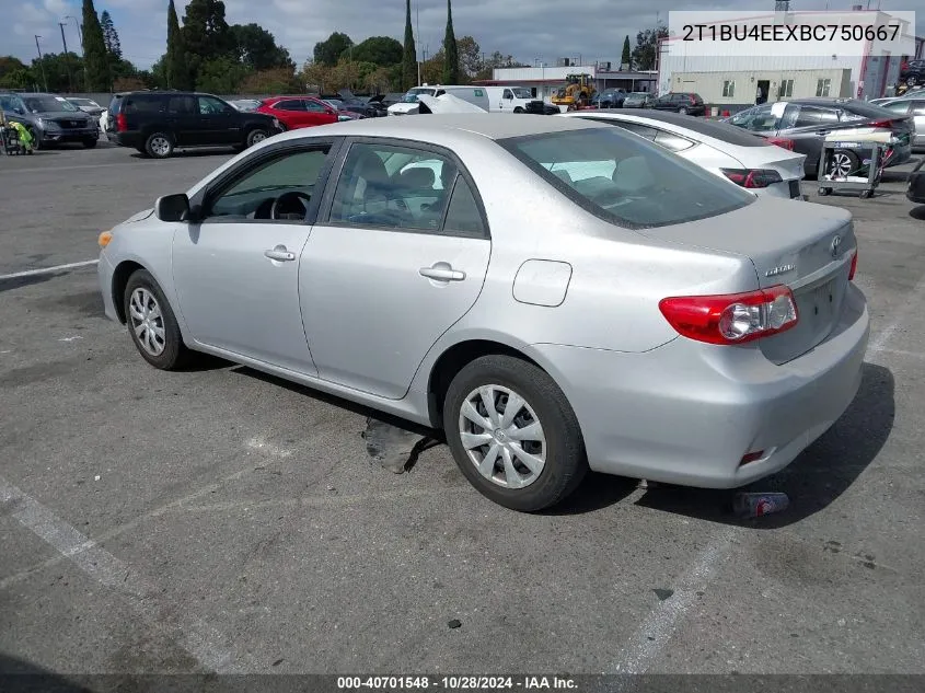 2011 Toyota Corolla Le VIN: 2T1BU4EEXBC750667 Lot: 40701548