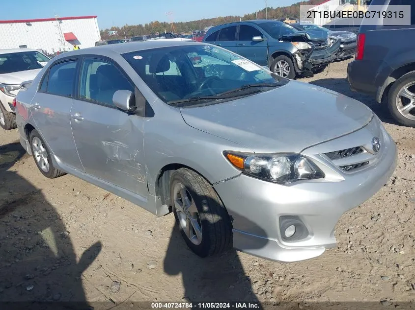 2011 Toyota Corolla S VIN: 2T1BU4EE0BC719315 Lot: 40724784