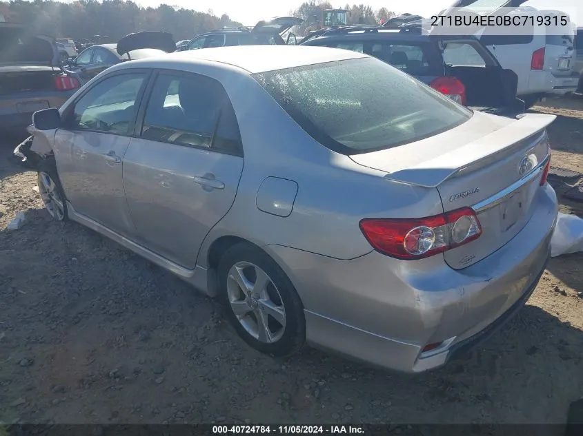 2011 Toyota Corolla S VIN: 2T1BU4EE0BC719315 Lot: 40724784