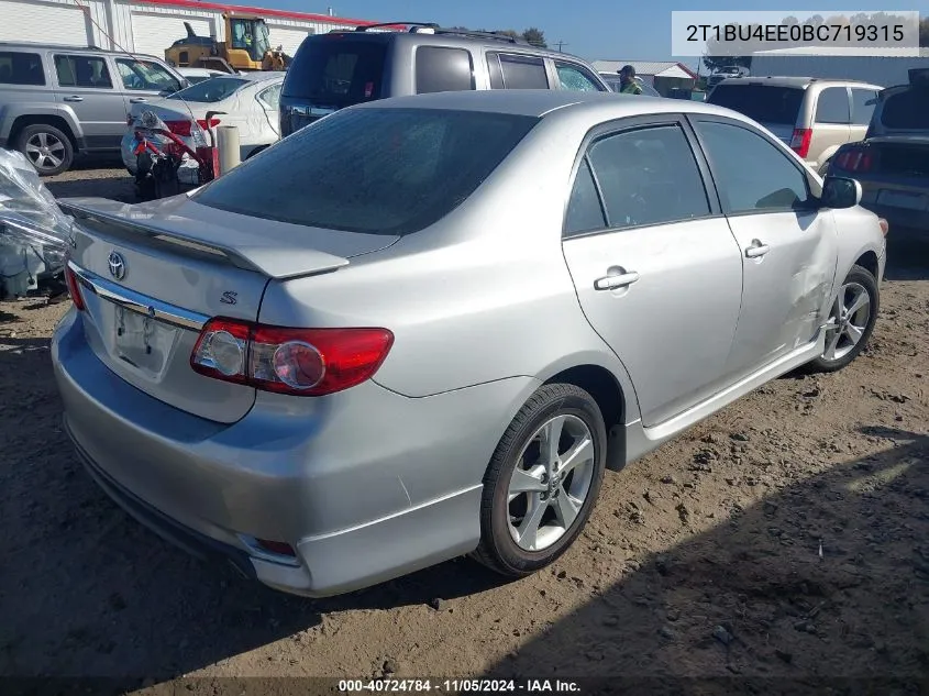 2011 Toyota Corolla S VIN: 2T1BU4EE0BC719315 Lot: 40724784