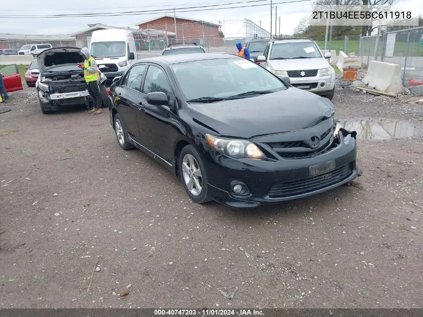 2011 Toyota Corolla S VIN: 2T1BU4EE5BC611918 Lot: 40747203