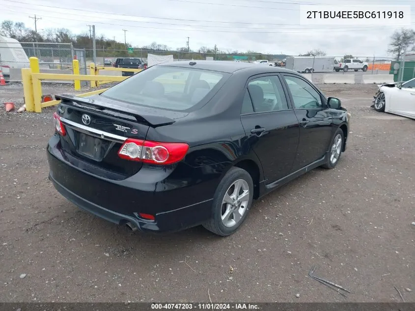 2011 Toyota Corolla S VIN: 2T1BU4EE5BC611918 Lot: 40747203