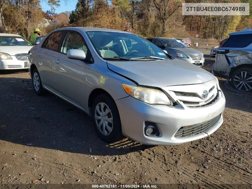 2011 Toyota Corolla Le VIN: 2T1BU4EE0BC674988 Lot: 40762181