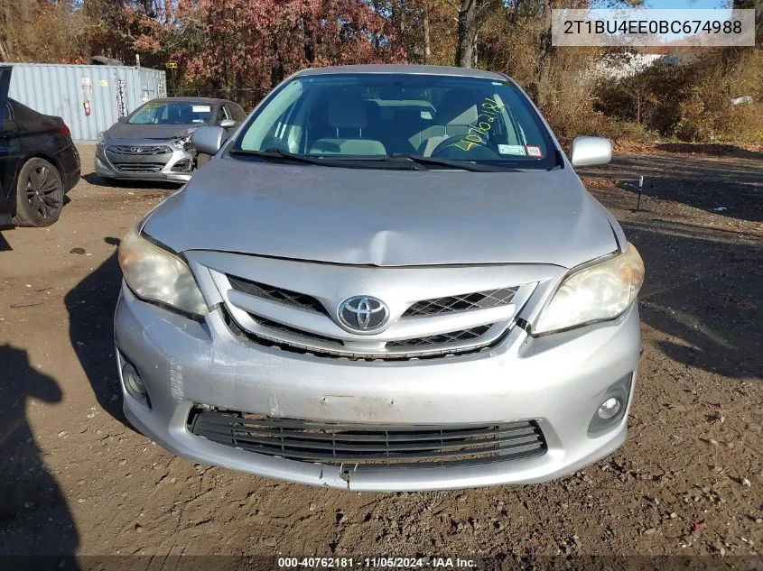 2011 Toyota Corolla Le VIN: 2T1BU4EE0BC674988 Lot: 40762181