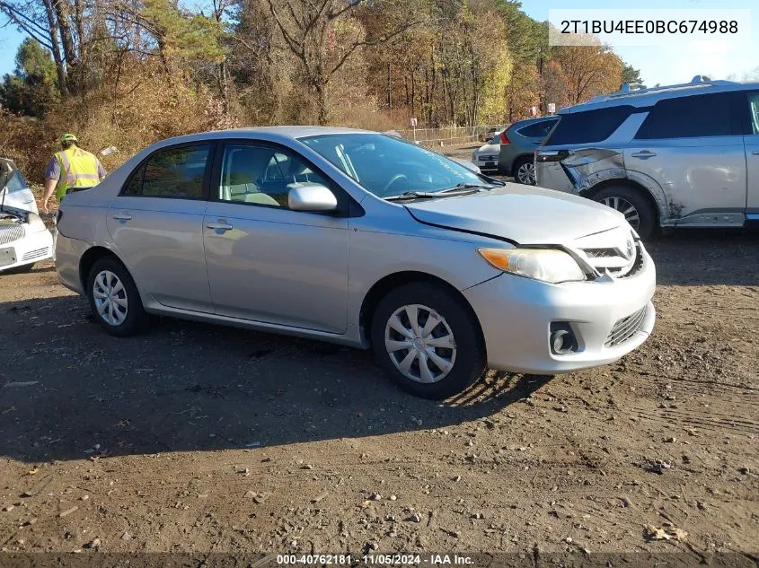 2011 Toyota Corolla Le VIN: 2T1BU4EE0BC674988 Lot: 40762181