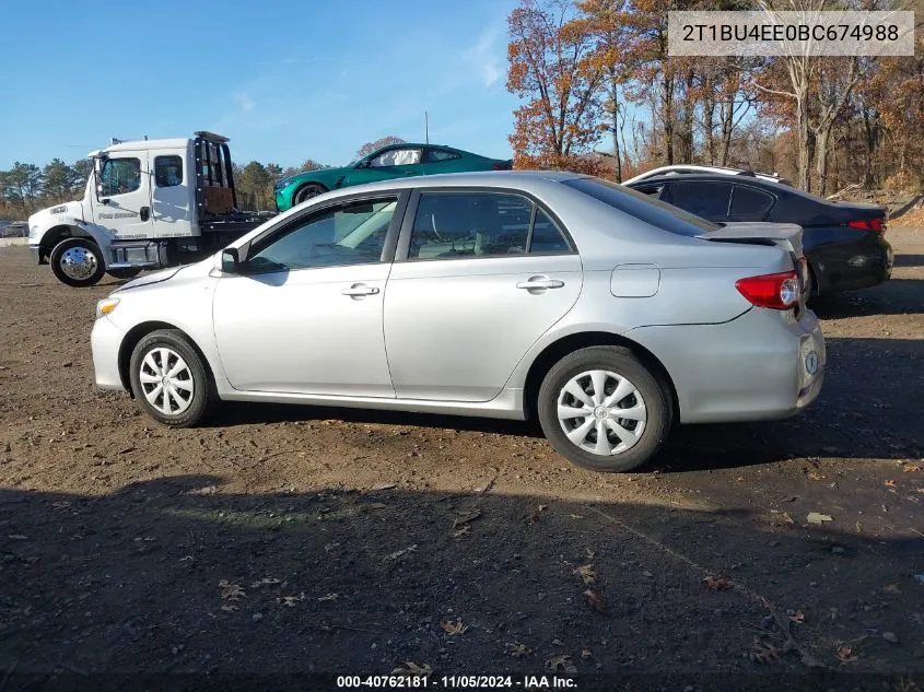 2011 Toyota Corolla Le VIN: 2T1BU4EE0BC674988 Lot: 40762181