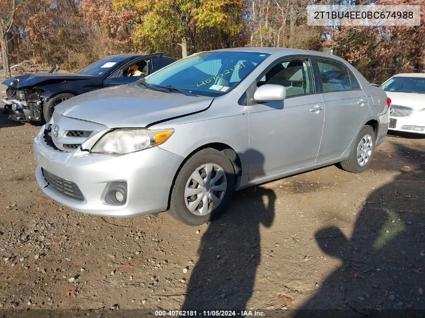 2011 Toyota Corolla Le VIN: 2T1BU4EE0BC674988 Lot: 40762181