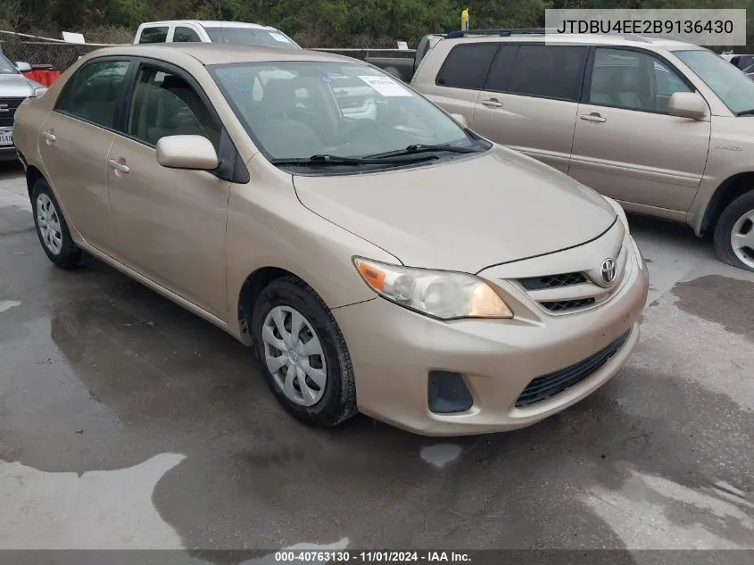 2011 Toyota Corolla Le VIN: JTDBU4EE2B9136430 Lot: 40763130