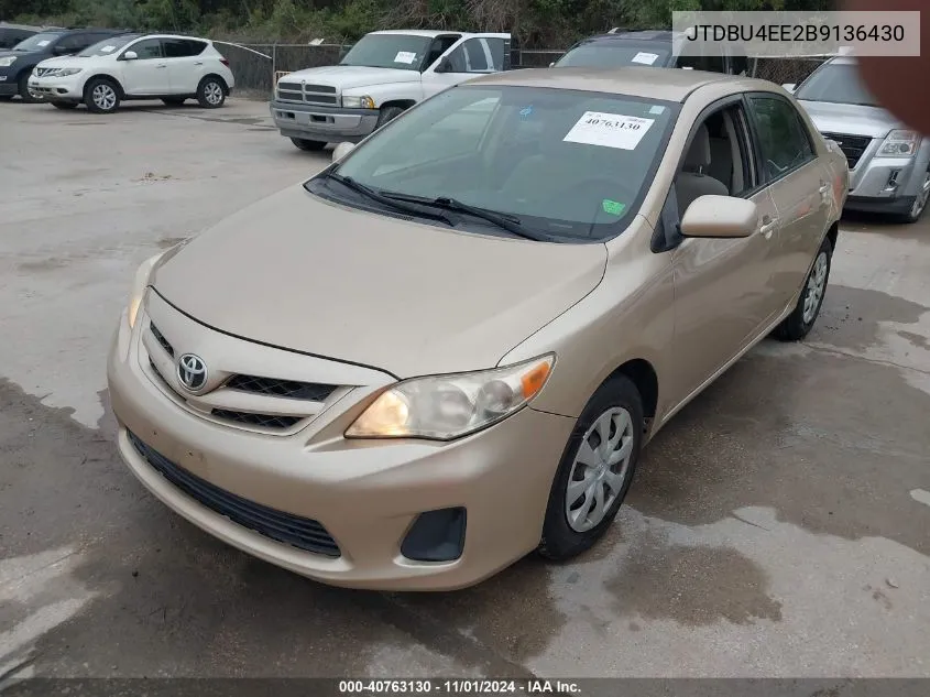 2011 Toyota Corolla Le VIN: JTDBU4EE2B9136430 Lot: 40763130