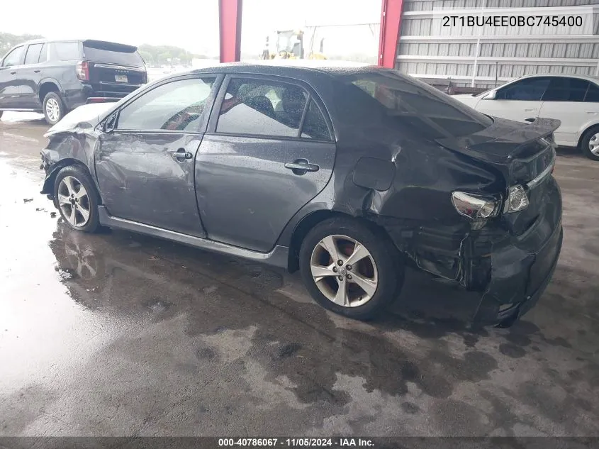 2011 Toyota Corolla S VIN: 2T1BU4EE0BC745400 Lot: 40786067