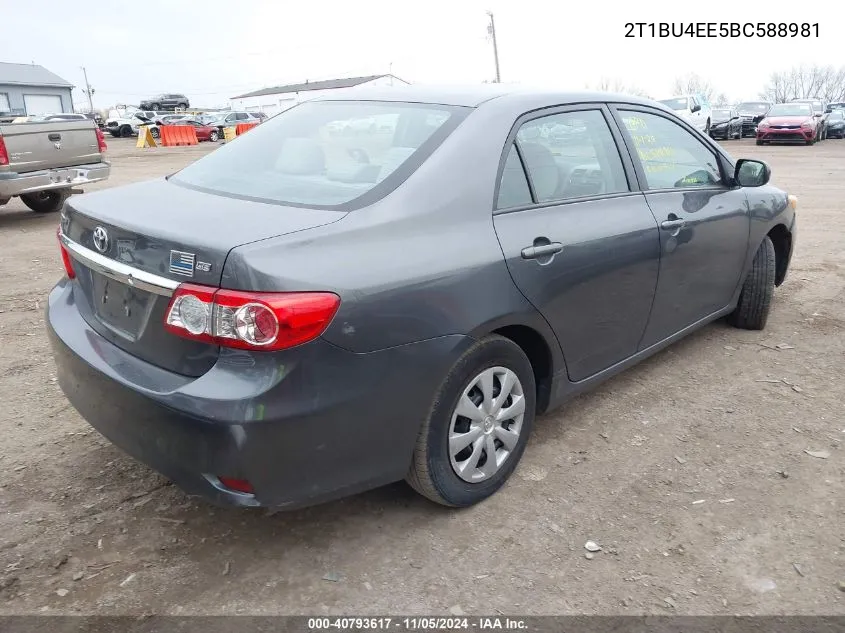 2011 Toyota Corolla Le VIN: 2T1BU4EE5BC588981 Lot: 40793617