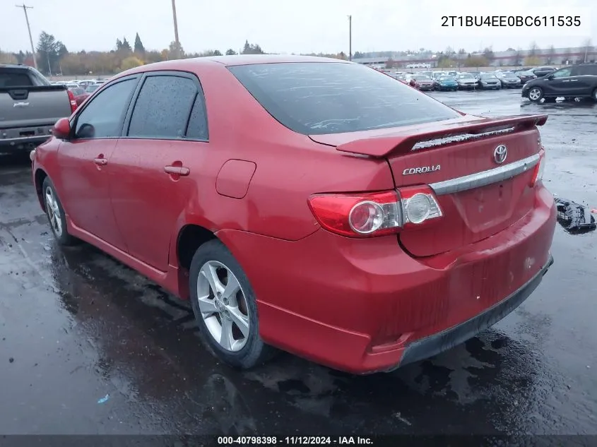 2011 Toyota Corolla S VIN: 2T1BU4EE0BC611535 Lot: 40798398