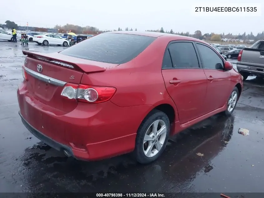 2011 Toyota Corolla S VIN: 2T1BU4EE0BC611535 Lot: 40798398