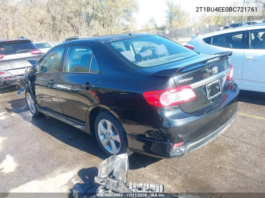 2011 Toyota Corolla S VIN: 2T1BU4EE0BC721761 Lot: 40804963