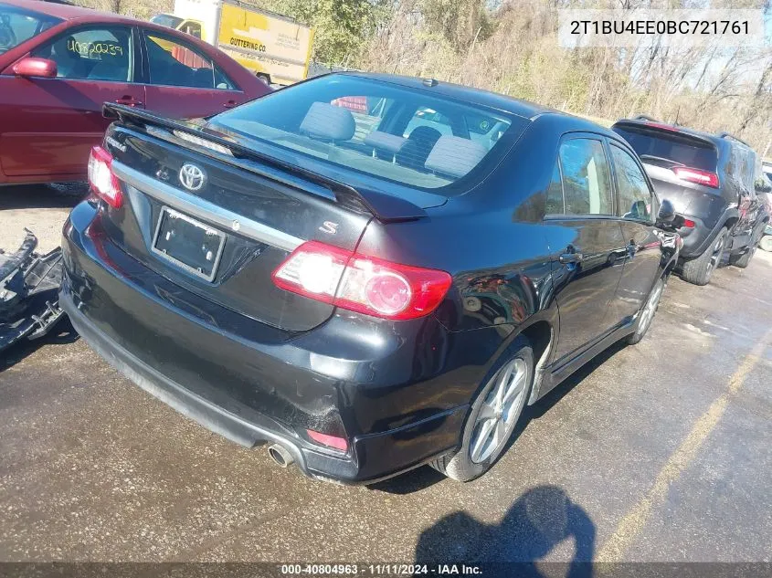 2011 Toyota Corolla S VIN: 2T1BU4EE0BC721761 Lot: 40804963