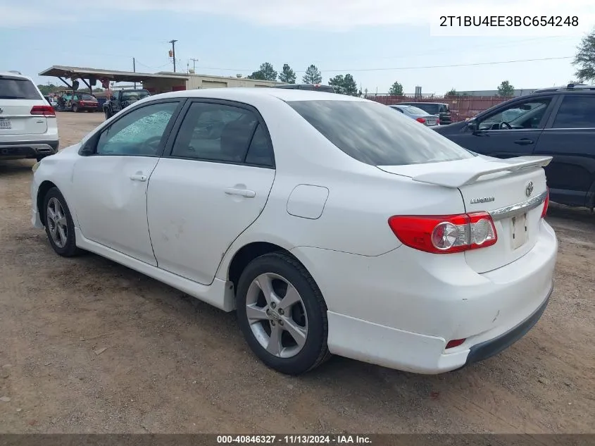 2011 Toyota Corolla S VIN: 2T1BU4EE3BC654248 Lot: 40846327