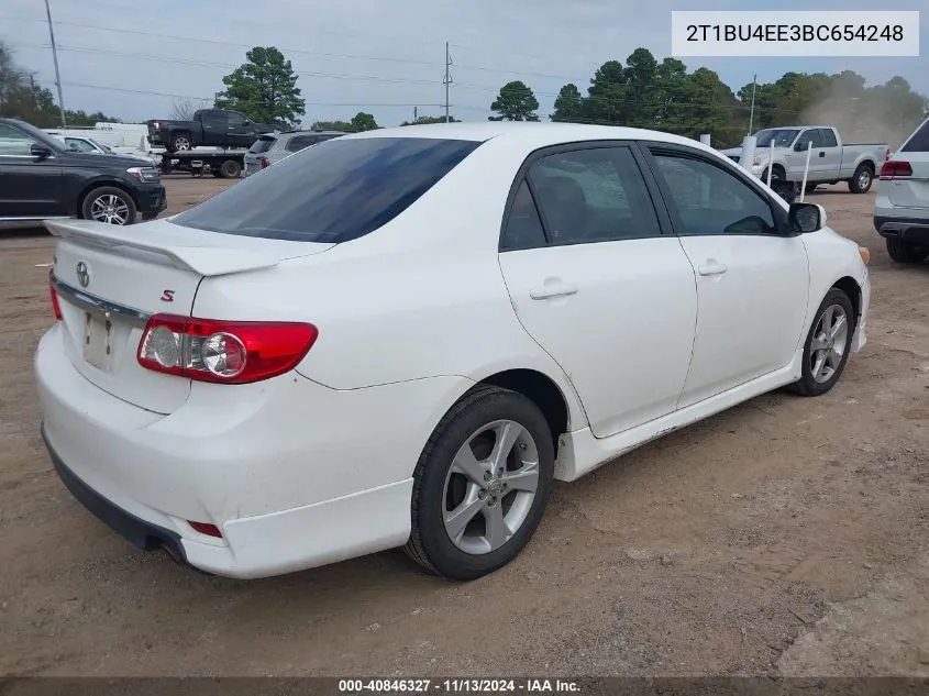 2011 Toyota Corolla S VIN: 2T1BU4EE3BC654248 Lot: 40846327