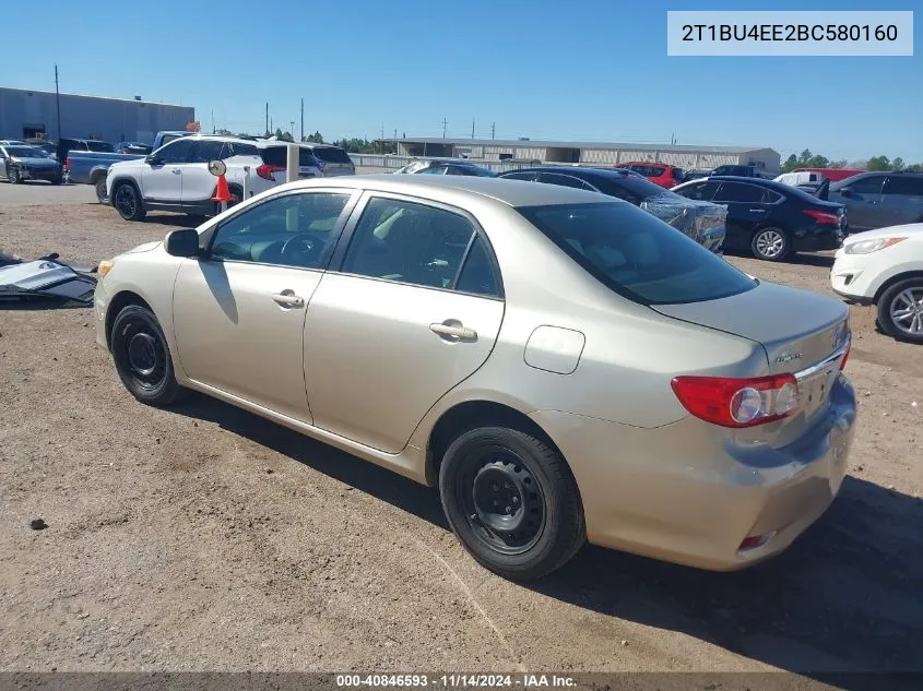 2011 Toyota Corolla Le VIN: 2T1BU4EE2BC580160 Lot: 40846593