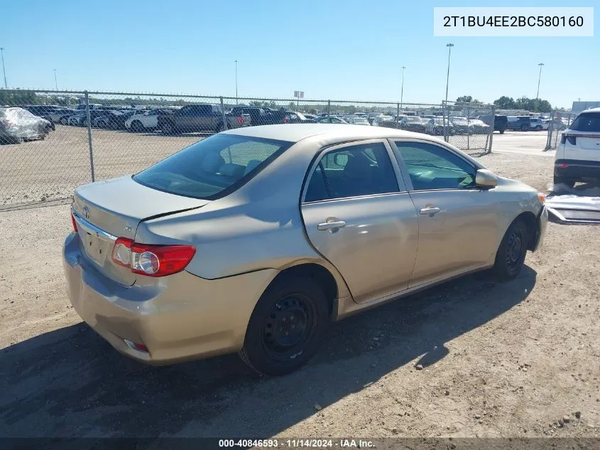 2011 Toyota Corolla Le VIN: 2T1BU4EE2BC580160 Lot: 40846593