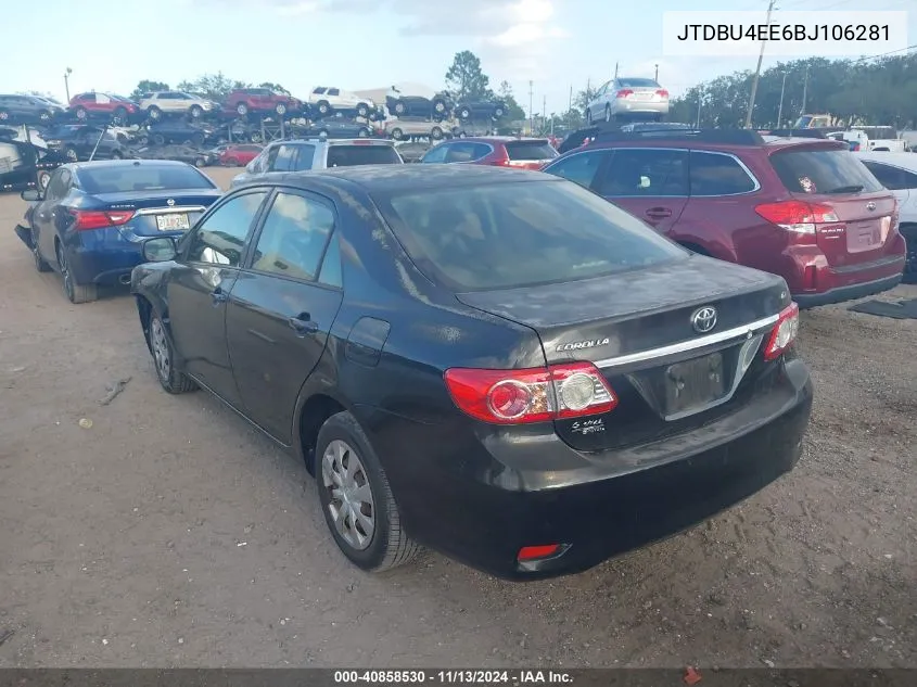 2011 Toyota Corolla Le VIN: JTDBU4EE6BJ106281 Lot: 40858530