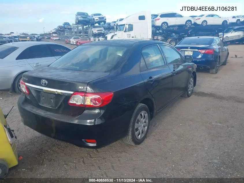 2011 Toyota Corolla Le VIN: JTDBU4EE6BJ106281 Lot: 40858530