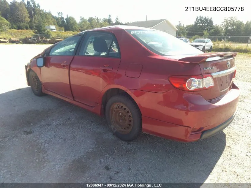 2T1BU4EE8CC805778 2012 Toyota Corolla S/Le