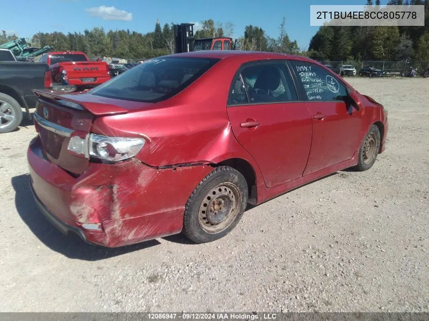 2012 Toyota Corolla S/Le VIN: 2T1BU4EE8CC805778 Lot: 12086947