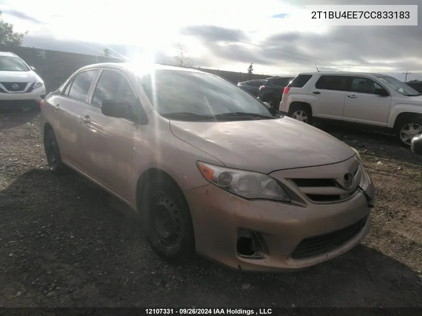 2012 Toyota Corolla S/Le VIN: 2T1BU4EE7CC833183 Lot: 12107331