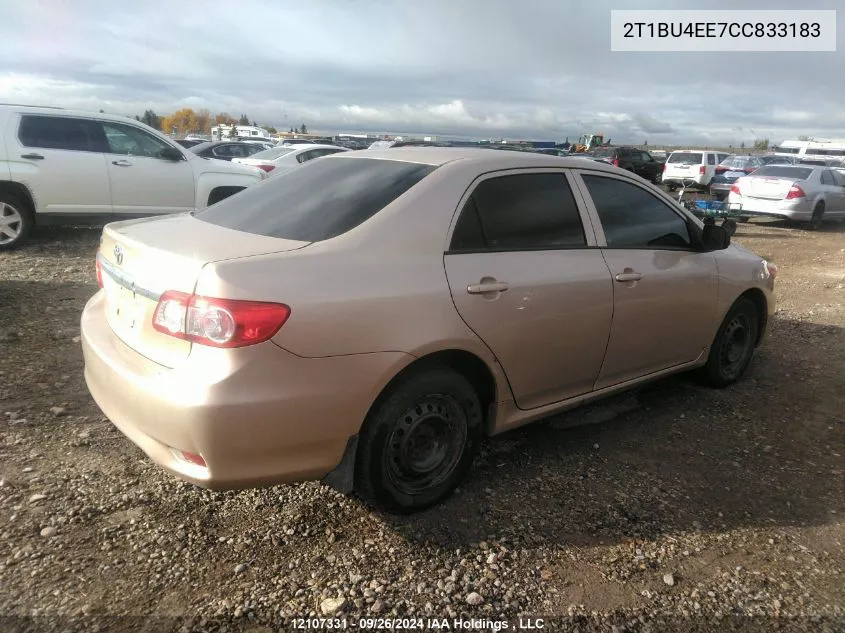 2012 Toyota Corolla S/Le VIN: 2T1BU4EE7CC833183 Lot: 12107331