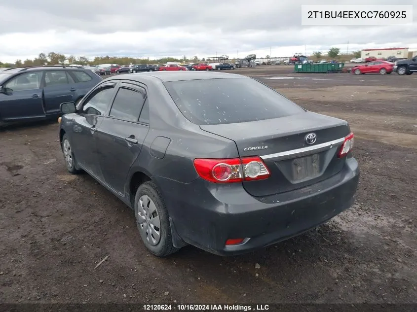 2012 Toyota Corolla S/Le VIN: 2T1BU4EEXCC760925 Lot: 12120624