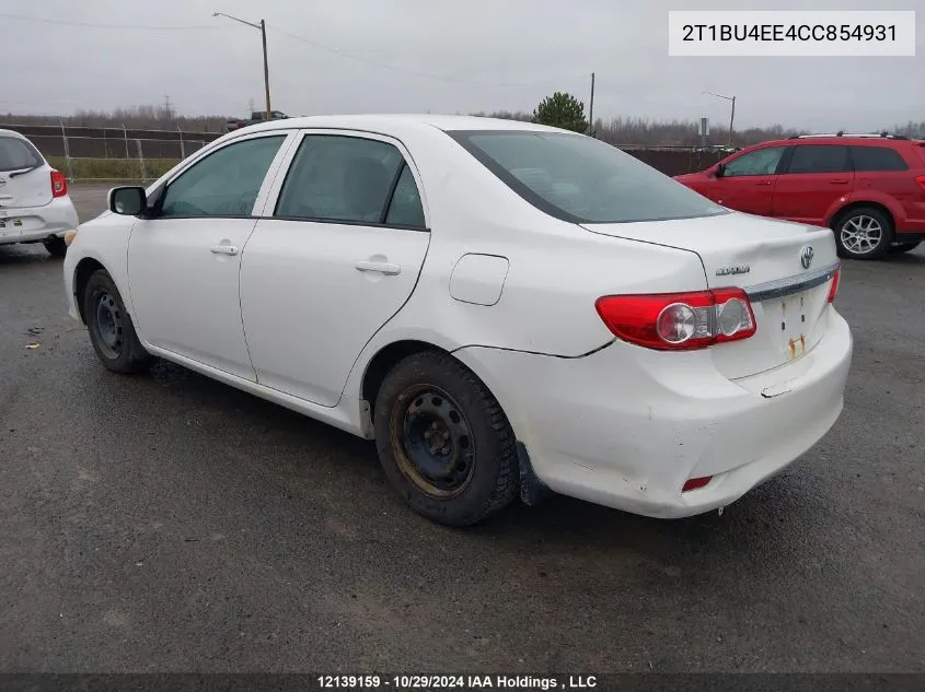 2012 Toyota Corolla Ce VIN: 2T1BU4EE4CC854931 Lot: 12139159