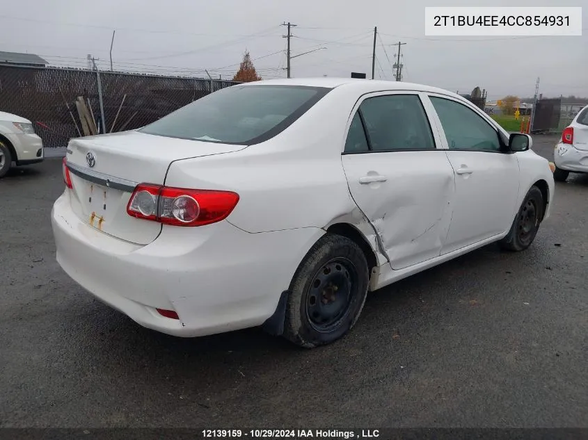 2012 Toyota Corolla Ce VIN: 2T1BU4EE4CC854931 Lot: 12139159