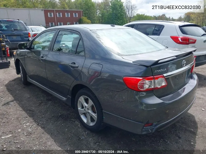 2012 Toyota Corolla S VIN: 2T1BU4EEXCC832030 Lot: 39401730