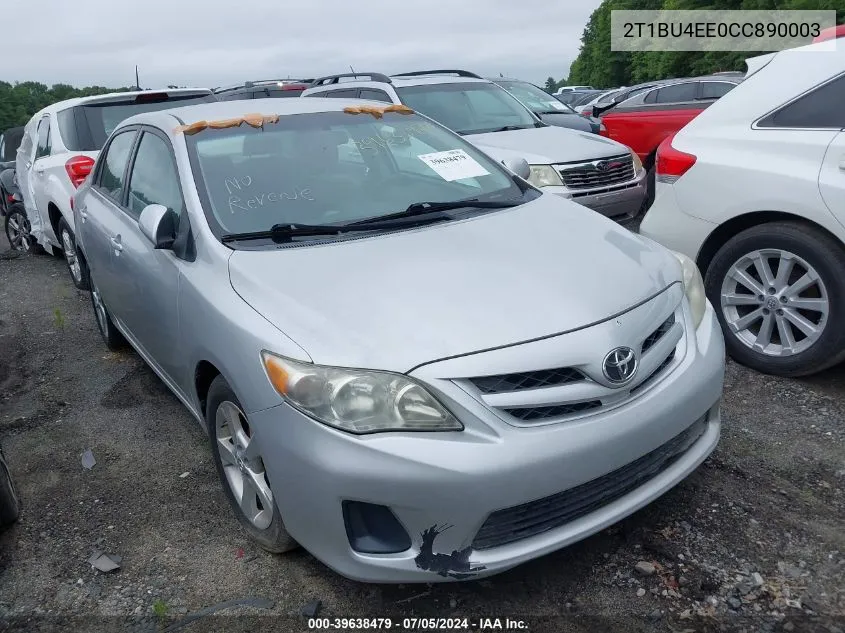 2T1BU4EE0CC890003 2012 Toyota Corolla Le