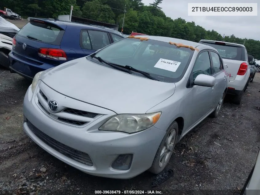 2T1BU4EE0CC890003 2012 Toyota Corolla Le