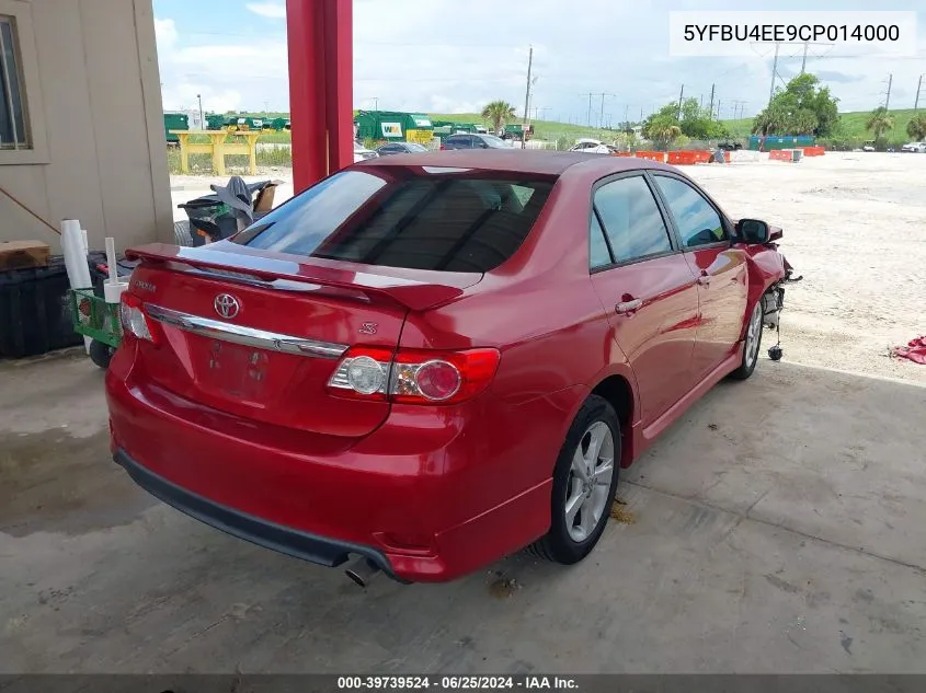 2012 Toyota Corolla S VIN: 5YFBU4EE9CP014000 Lot: 39739524