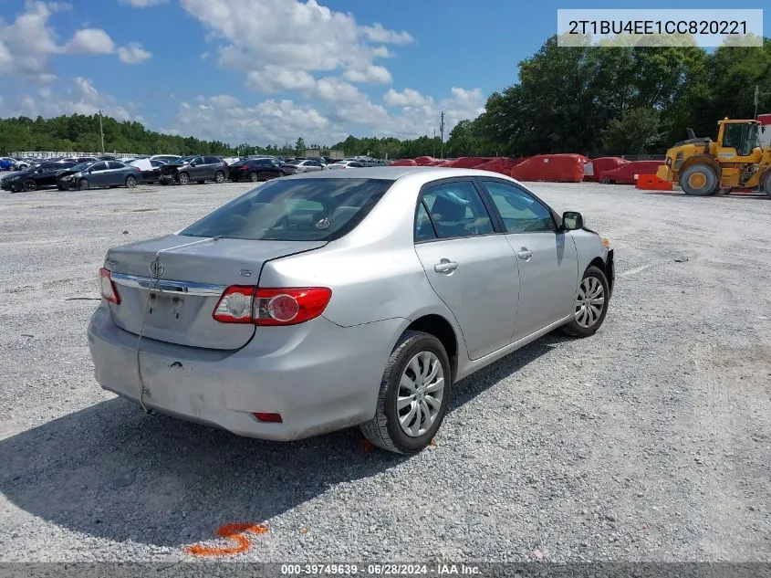 2012 Toyota Corolla Le VIN: 2T1BU4EE1CC820221 Lot: 39749639