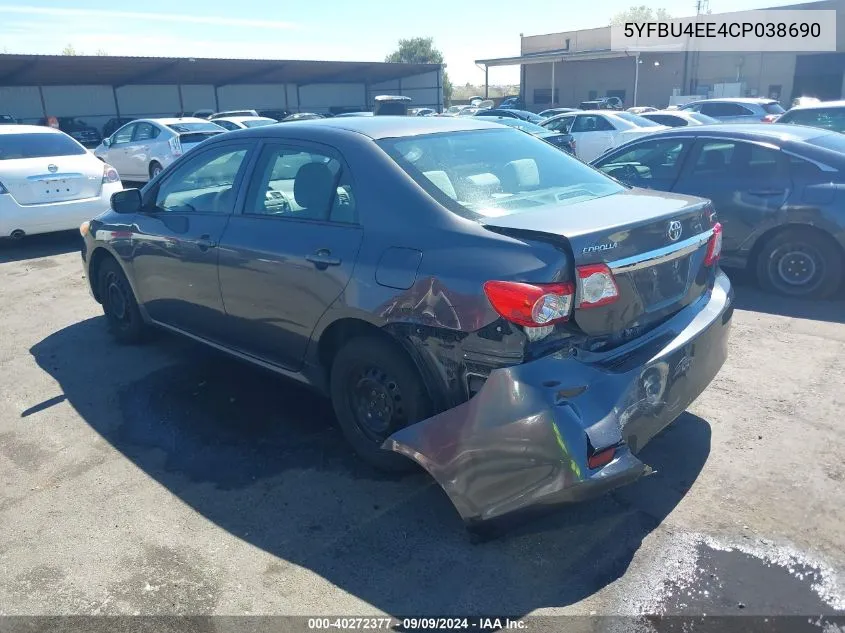 2012 Toyota Corolla L VIN: 5YFBU4EE4CP038690 Lot: 40272377