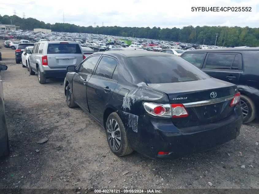 2012 Toyota Corolla Le VIN: 5YFBU4EE4CP025552 Lot: 40278721