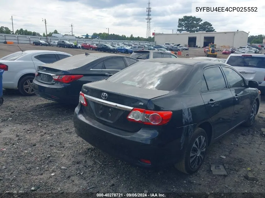 2012 Toyota Corolla Le VIN: 5YFBU4EE4CP025552 Lot: 40278721