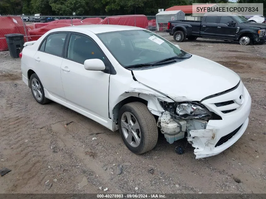 5YFBU4EE1CP007834 2012 Toyota Corolla S