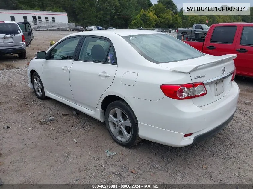 2012 Toyota Corolla S VIN: 5YFBU4EE1CP007834 Lot: 40278983