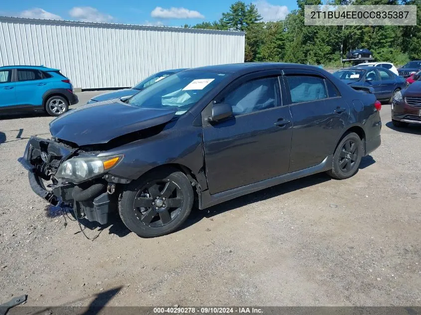 2012 Toyota Corolla S VIN: 2T1BU4EE0CC835387 Lot: 40290278